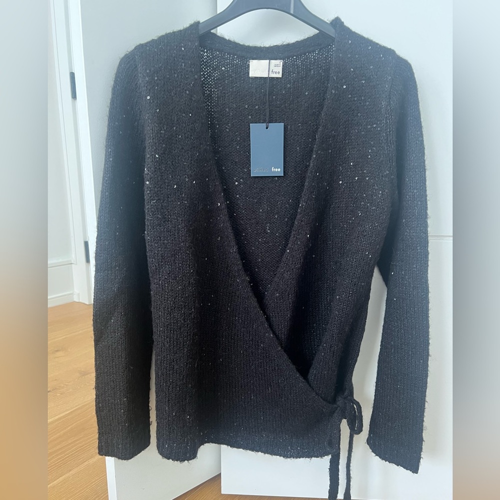 Wilfred Black V-Neck Wrap Sweater